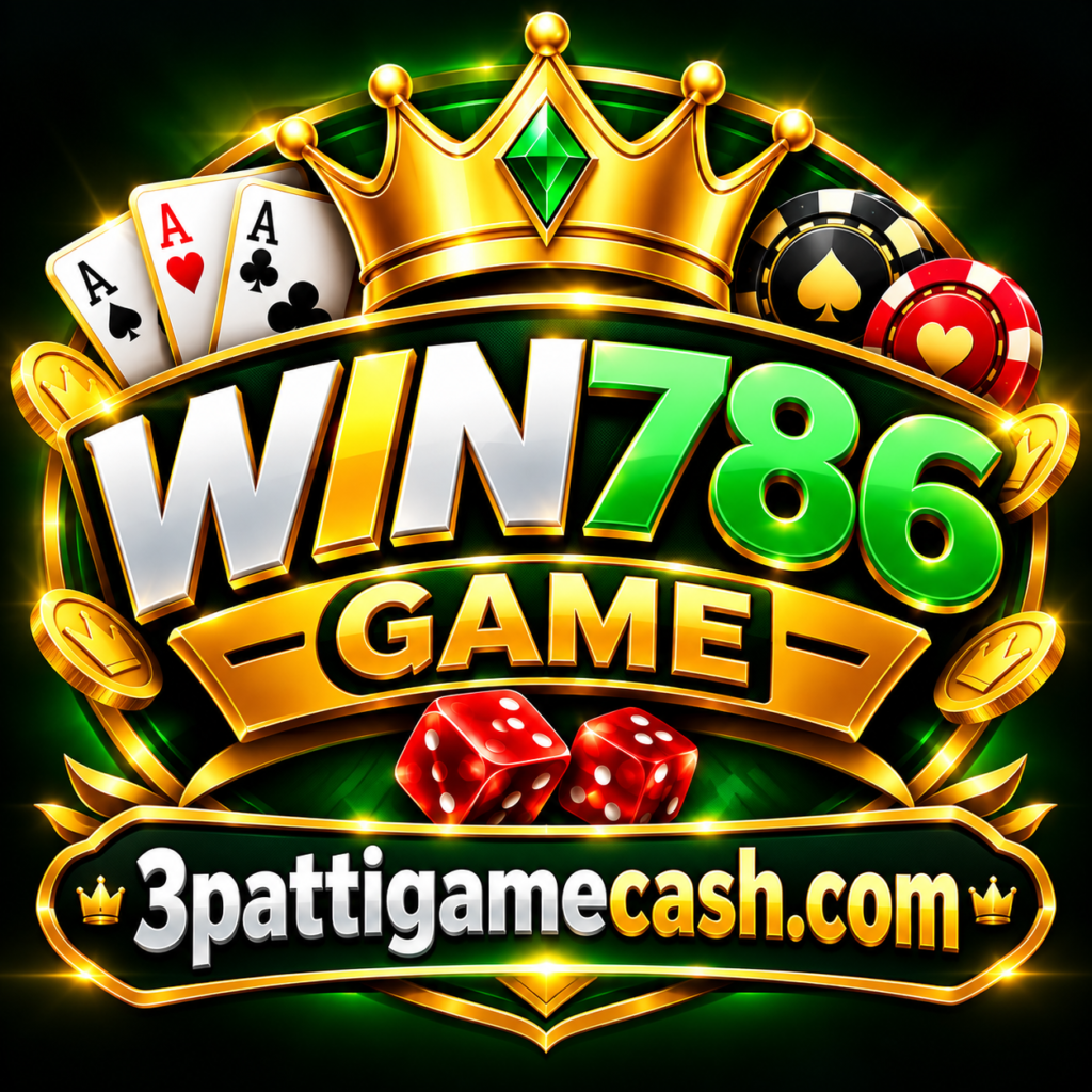 WIN786 Game logo with 3pattigamecash.com branding