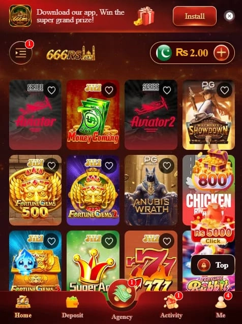 666RS Game registration page showing the sign-up option for creating a new player account on Android.