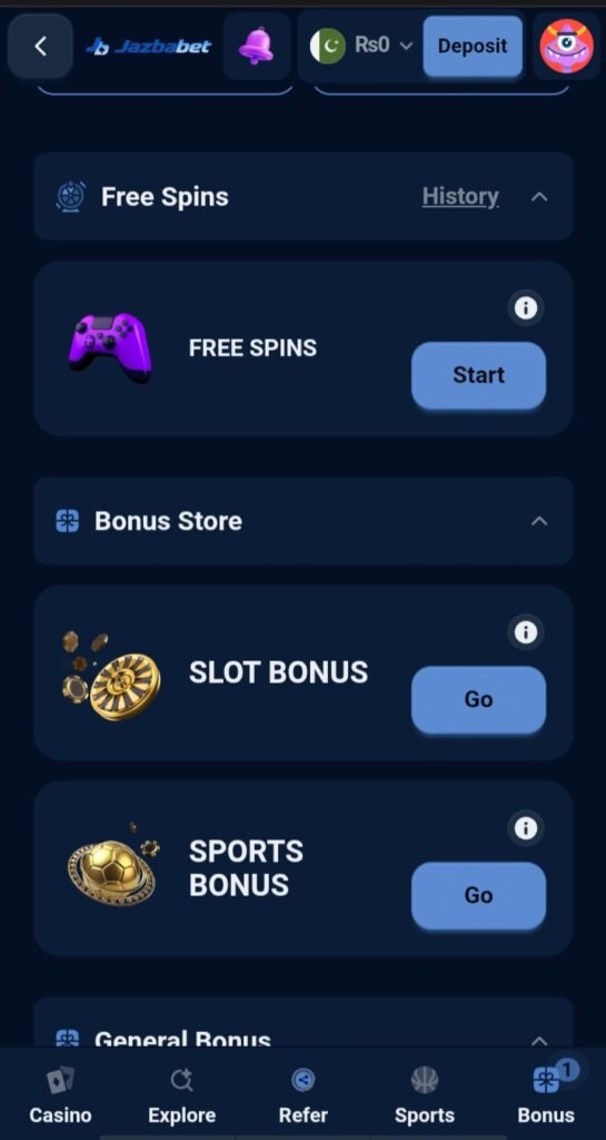 JAZBAbet Game online games screen