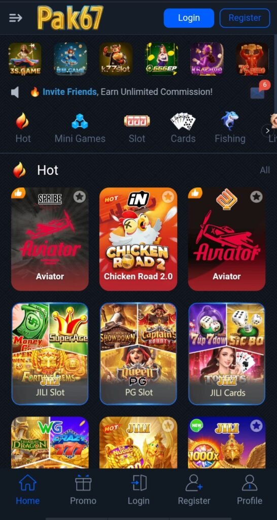 Online gaming platform interface on mobile