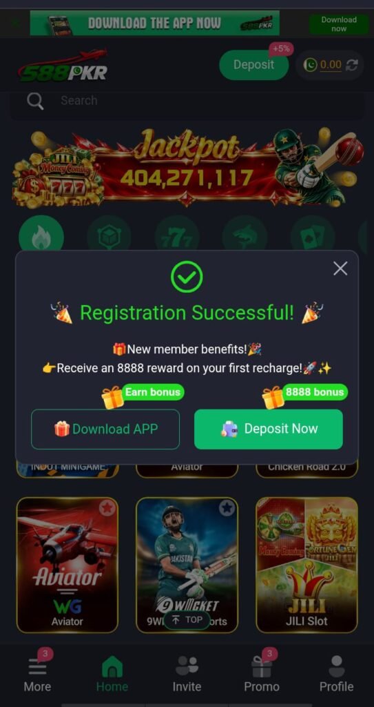 588PKR Game registration page for new users