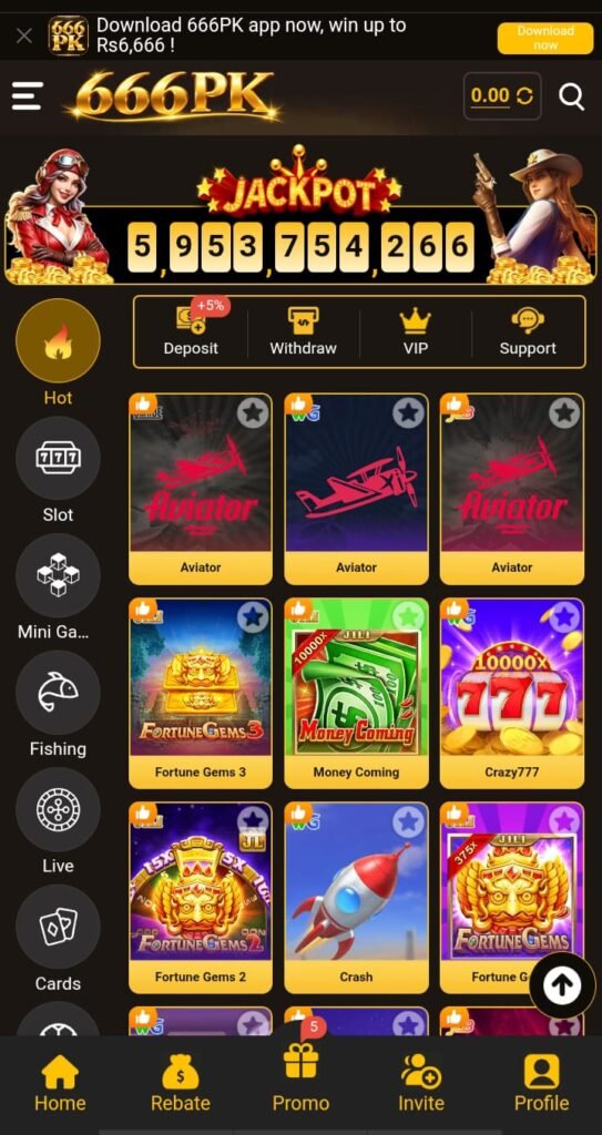 666PK mobile gaming interface