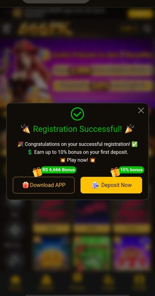 666PK registration page on mobile