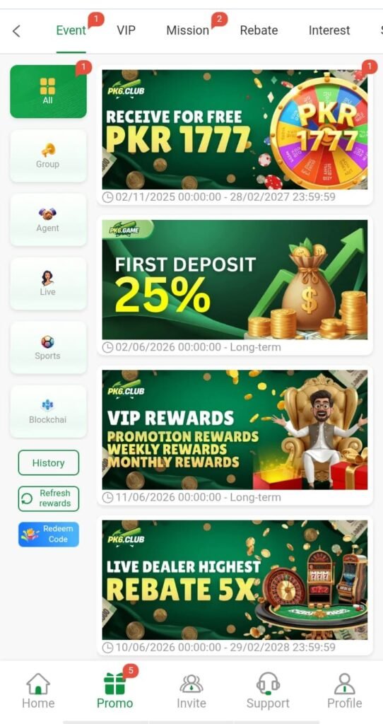 PK6 Game bonus offer for new players